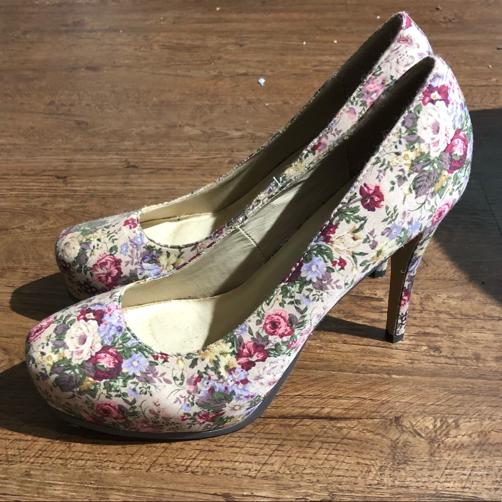 Rose Floral Heels